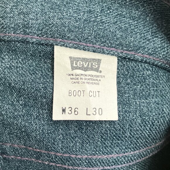 Vintage 70s Levi's Black Tab Men's 36 X 30 Dacron Polyester Blue Bootcut Pants - Picture 4 of 5